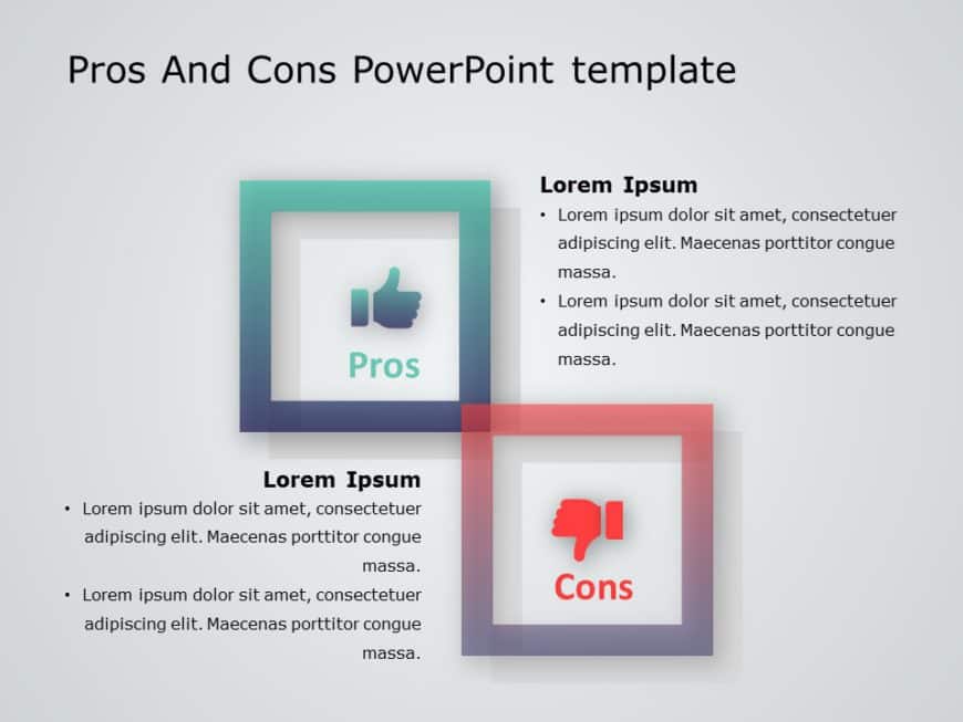 Animated Gradient Teal and Red Pros and Cons Comparison Layout Powerpoint Template