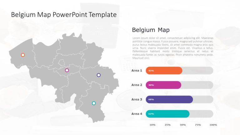 Belgium Map Infographic with Gradient Data Bars Slide Template & Google Slides Theme