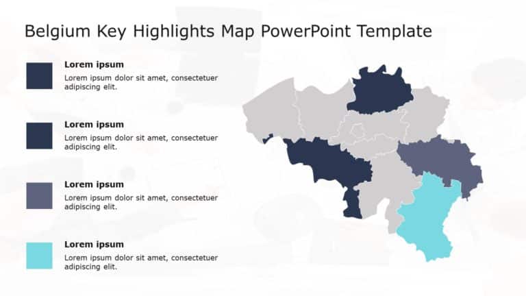 Belgium Regional Map in Blue and Gray Tones Powerpoint Template & Google Slides Theme