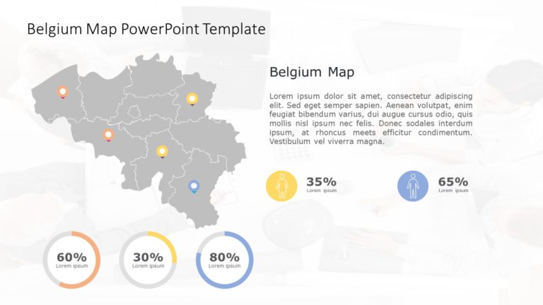 Belgium Map Infographic with Colorful Data Circles Slide Template & Google Slides Theme