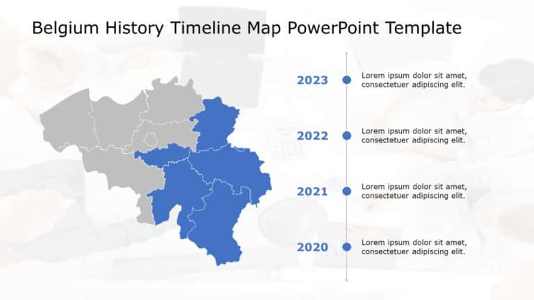 Belgium Timeline Map in Blue and Gray Powerpoint Template & Google Slides Theme