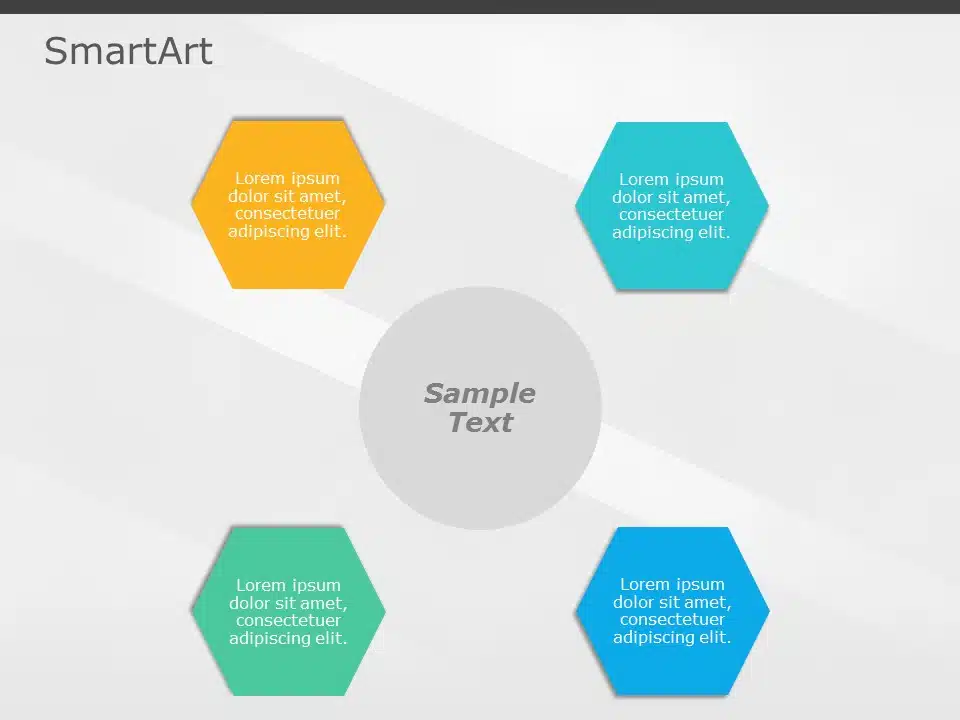 SmartArt Cycle Hexagon 4 Steps & Google Slides Theme