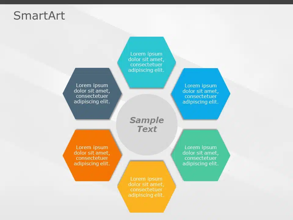 Smartart Cycle Hexagon 6 Steps 