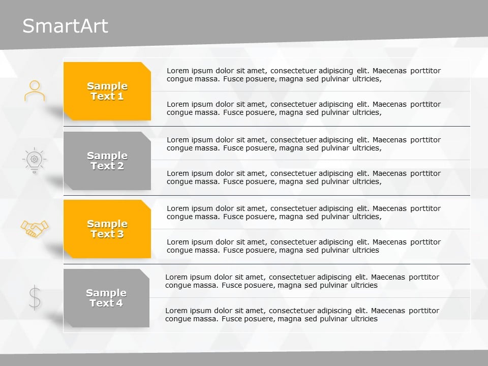 SmartArt List List MultipleLines 4 Steps & Google Slides Theme