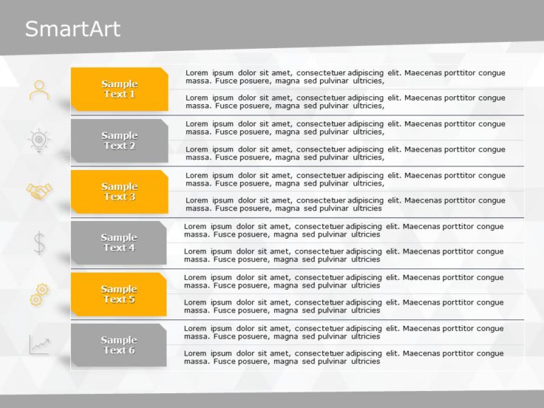 SmartArt List List MultipleLines 6 Steps & Google Slides Theme