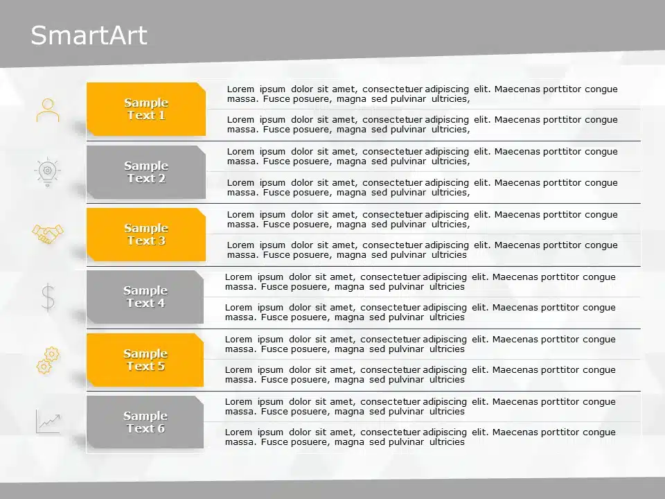 SmartArt List List MultipleLines 6 Steps & Google Slides Theme