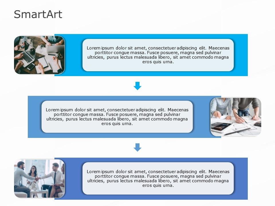 SmartArt Picture Picture Alternatingtext 3 Steps & Google Slides Theme