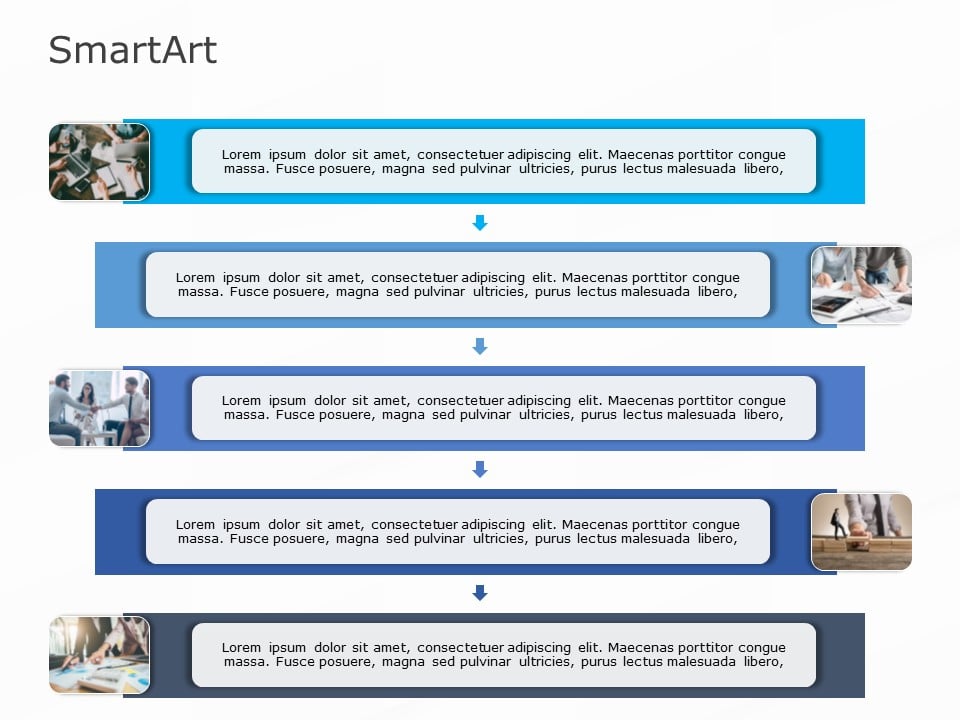 SmartArt Picture Picture Alternatingtext 5 Steps & Google Slides Theme