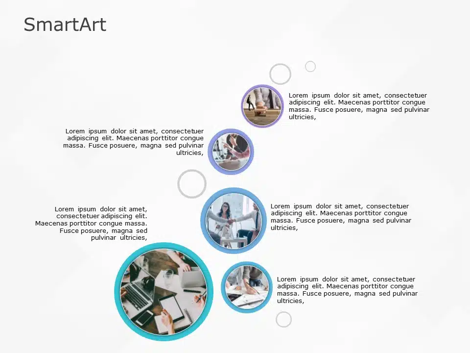 SmartArt Picture Picture Bubble 5 Steps & Google Slides Theme