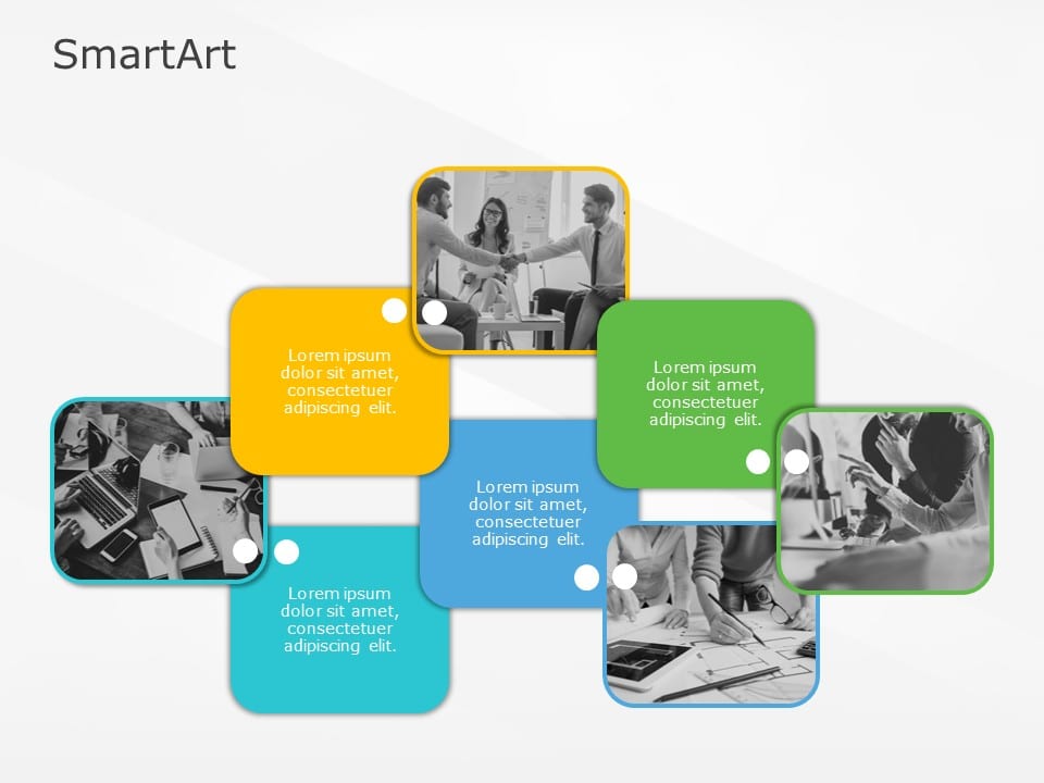 SmartArt Picture Picture Cluster 4 Steps & Google Slides Theme