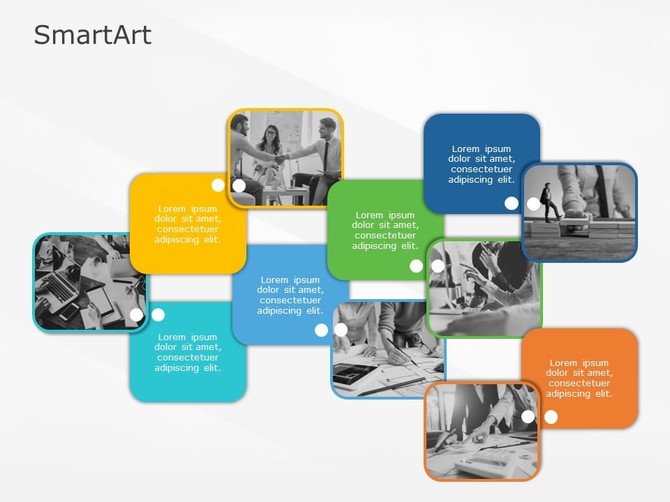 SmartArt Picture Picture Cluster 6 Steps & Google Slides Theme