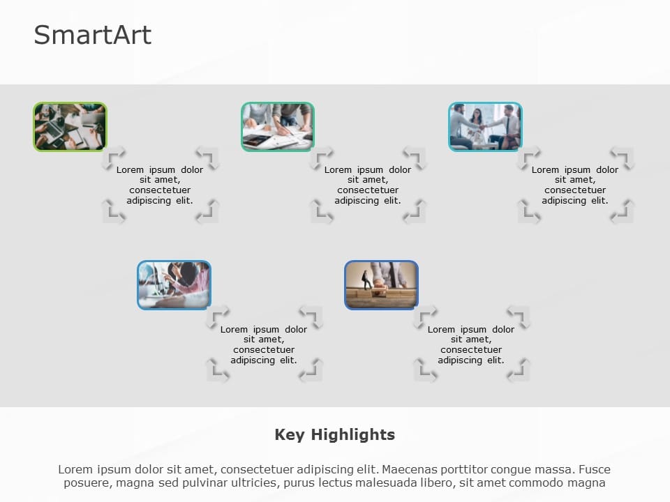 SmartArt Picture Picture Frames 5 Steps & Google Slides Theme