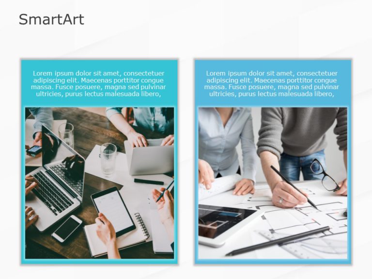 SmartArt Picture Picture Grid 2 Steps & Google Slides Theme