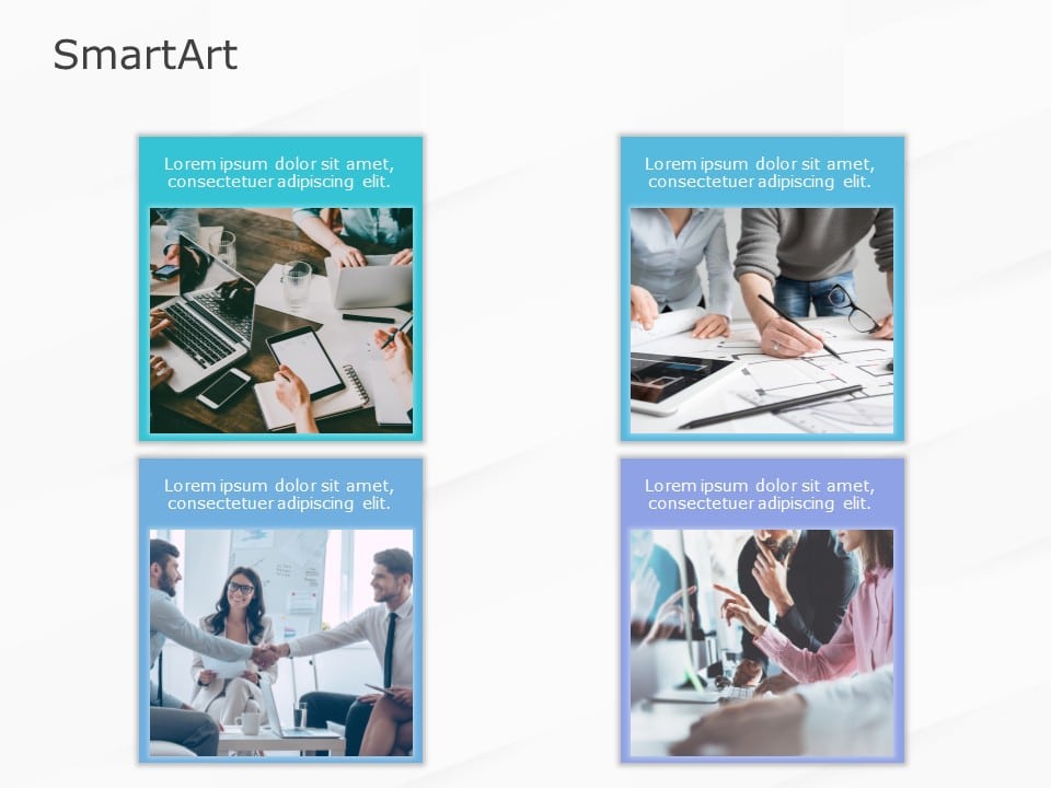 SmartArt Picture Picture Grid 4 Steps & Google Slides Theme