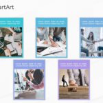 SmartArt Picture Picture Grid 5 Steps & Google Slides Theme