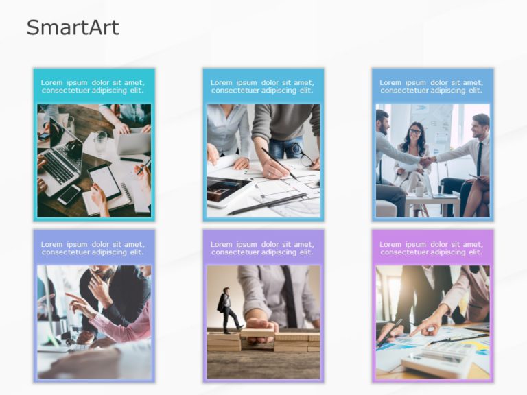 SmartArt Picture Picture Grid 6 Steps & Google Slides Theme