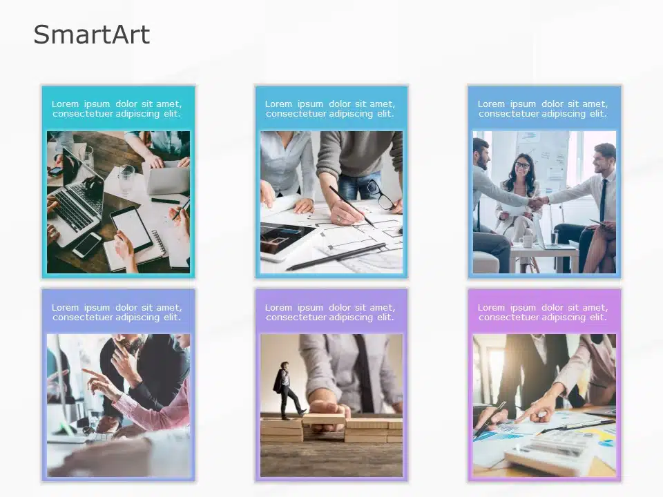 SmartArt Picture Picture Grid 6 Steps & Google Slides Theme