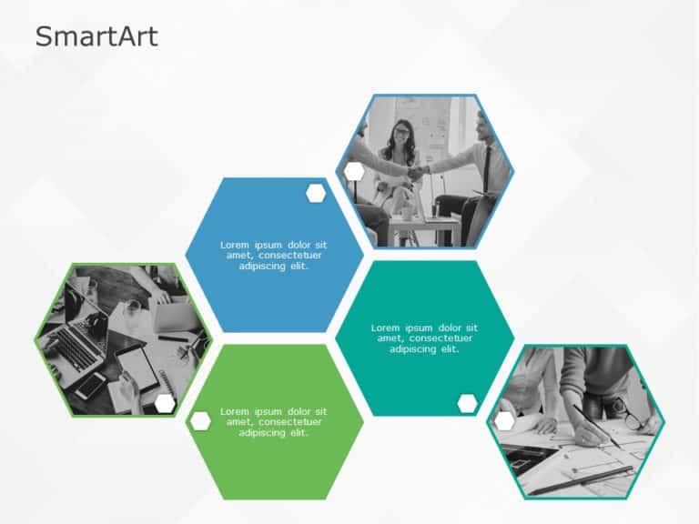 SmartArt Picture Picture Hexagon 3 Steps & Google Slides Theme
