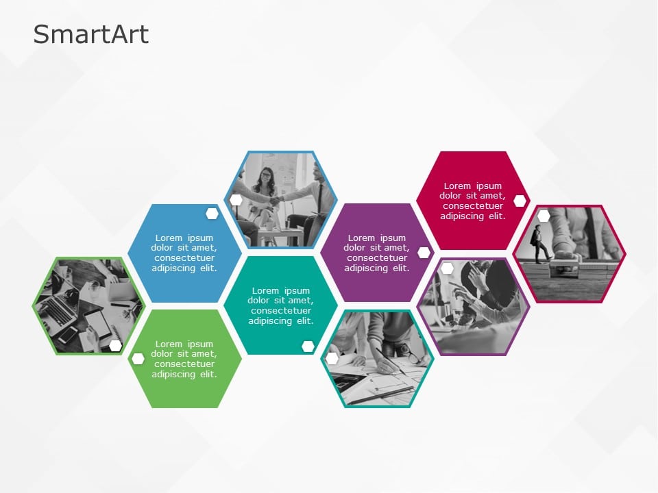 SmartArt Picture Picture Hexagon 5 Steps & Google Slides Theme