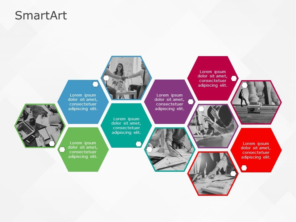SmartArt Picture Picture Hexagon 6 Steps & Google Slides Theme