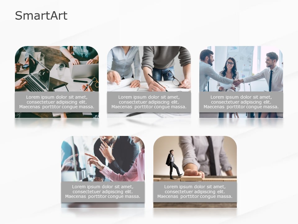 SmartArt Picture Picture Text 5 Steps & Google Slides Theme