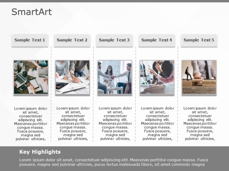SmartArt Picture Picture Title 5 Steps & Google Slides Theme
