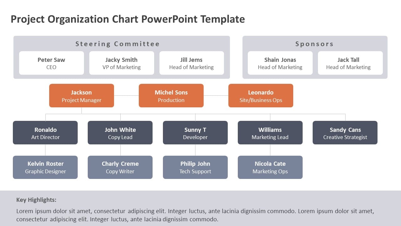 Project Organization Chart PowerPoint Template & Google Slides Theme