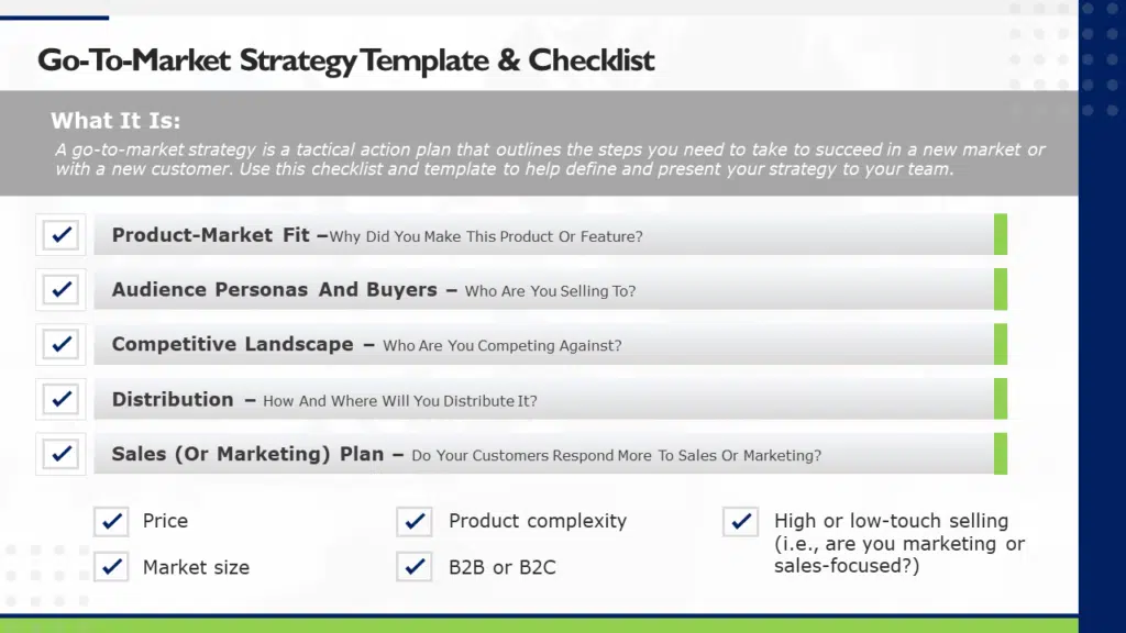 Go-To-Market Strategy Purpose & Checklist