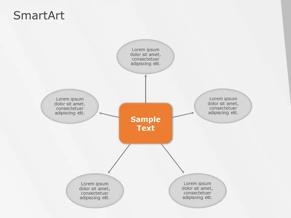 SmartArt Cycle Diverging Arrows 5 Steps & Google Slides Theme