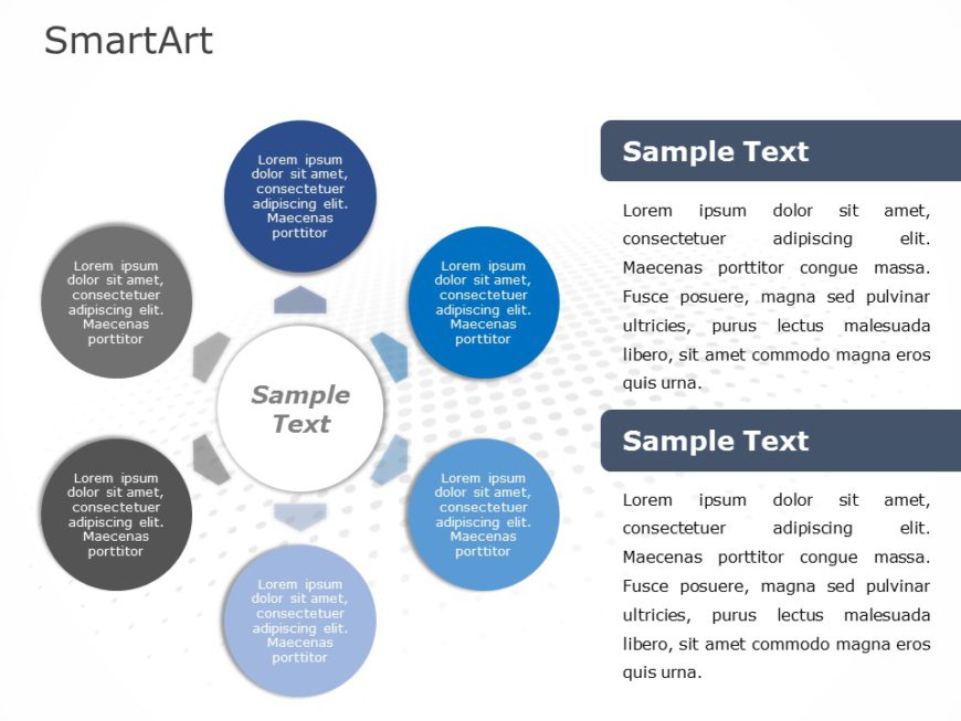 SmartArt Cycle Diverging Circle 6 Steps