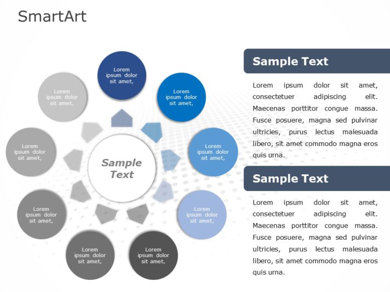 SmartArt Cycle Diverging Circle 9 Steps & Google Slides Theme