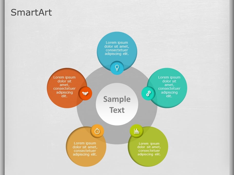 SmartArt Cycle Overlapping 5 Steps & Google Slides Theme