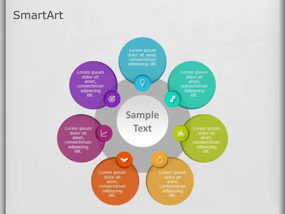 SmartArt Cycle Overlapping 7 Steps & Google Slides Theme