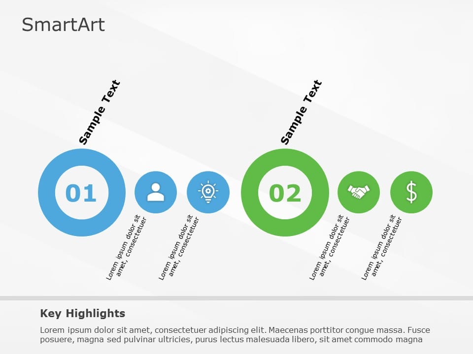 SmartArt List Phases 2 Steps & Google Slides Theme