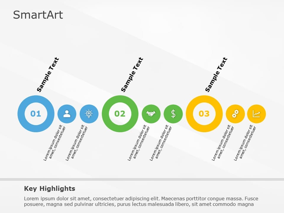 SmartArt List Phases 3 Steps & Google Slides Theme