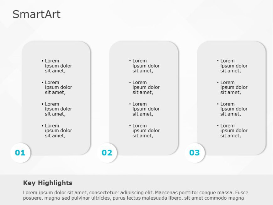 SmartArt List Rectangular box 3 Steps