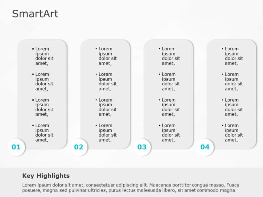 SmartArt List Rectangular box 4 Steps