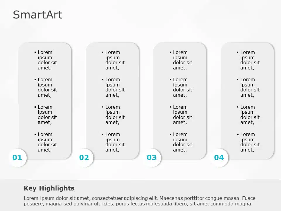 SmartArt List Rectangular box 4 Steps & Google Slides Theme