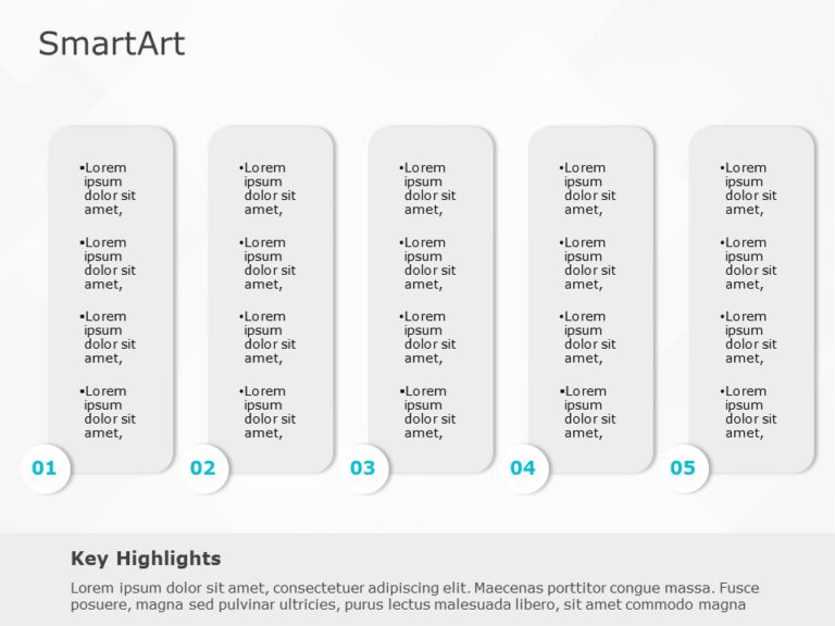 SmartArt List Rectangular box 5 Steps & Google Slides Theme