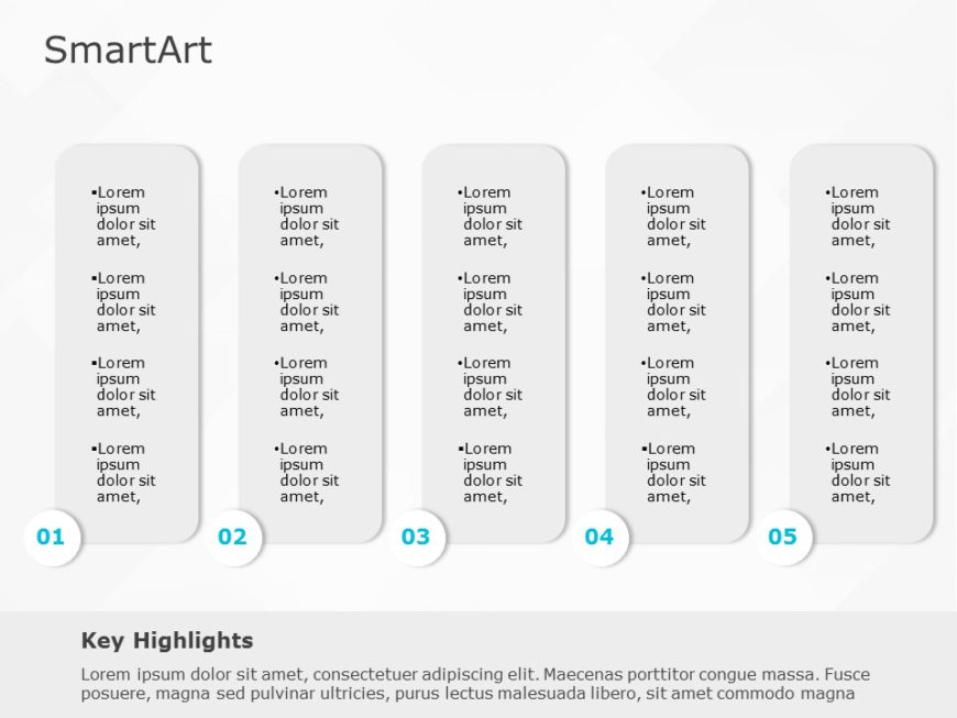 SmartArt List Rectangular box 5 Steps