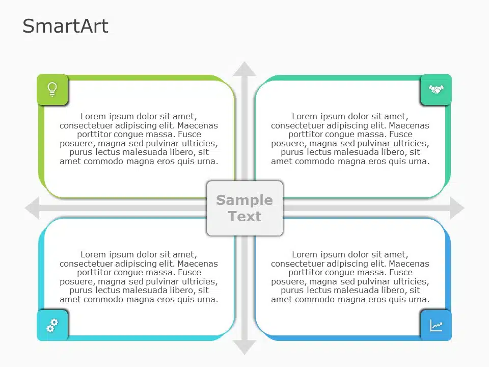 SmartArt Matrix Rectangle Tiles 4 Steps & Google Slides Theme