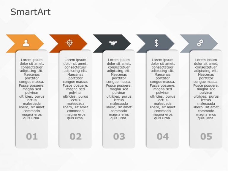 SmartArt Process Chevron Arrows 5 Steps & Google Slides Theme