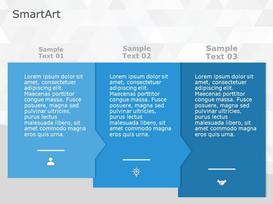 SmartArt Process Sequential Arrows 3 Steps