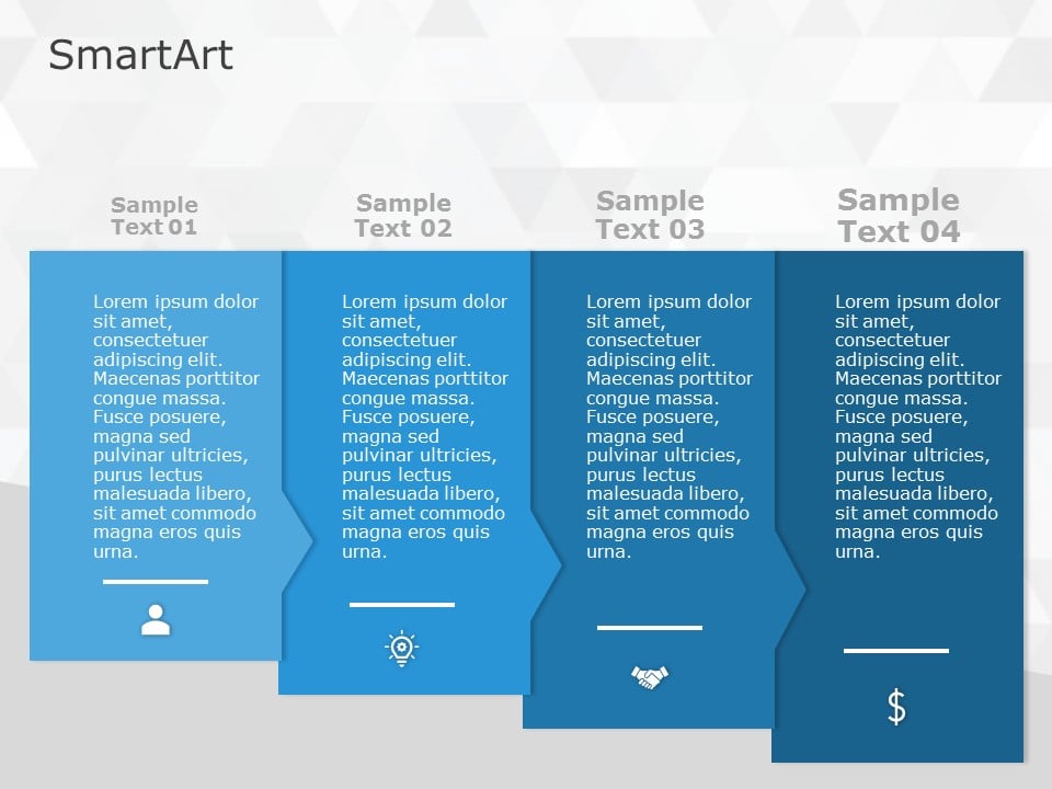 SmartArt Process Sequential Arrows 4 Steps