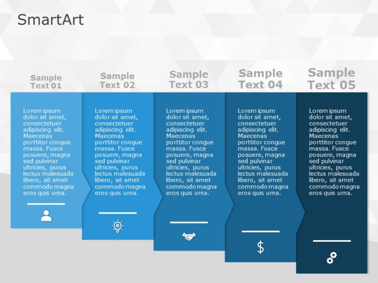 SmartArt Process Sequential Arrows 5 Steps