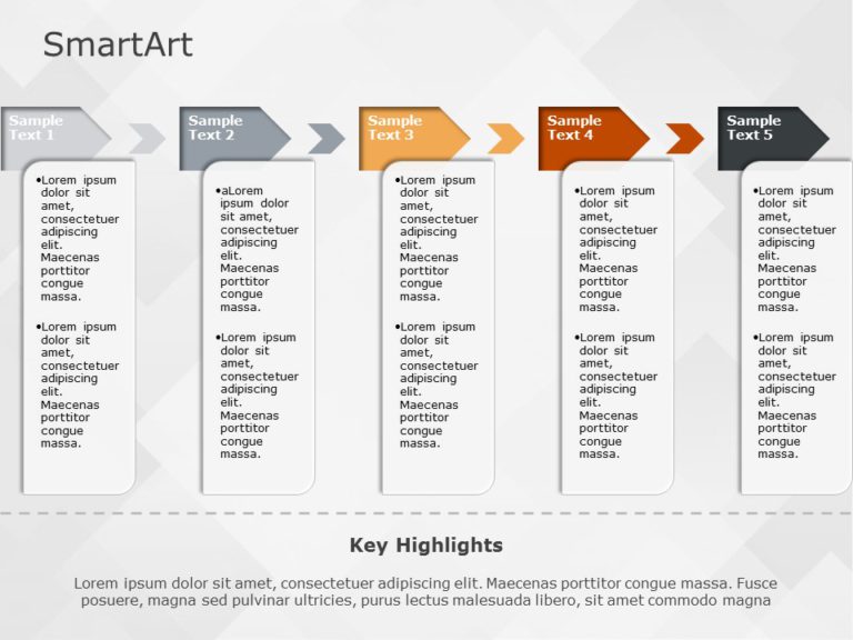 SmartArt Process Text 5 Steps