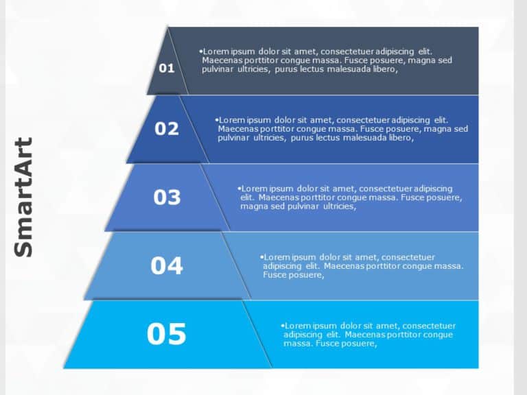 SmartArt Pyramid Basic text 5 Steps & Google Slides Theme