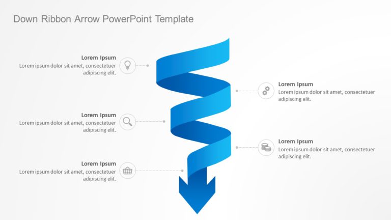 Down Ribbon Arrow PowerPoint Template & Google Slides Theme