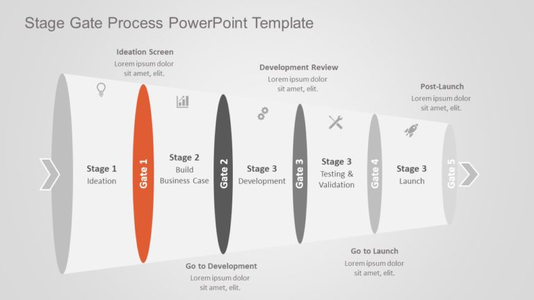 Stage Gate Process PowerPoint Template & Google Slides Theme