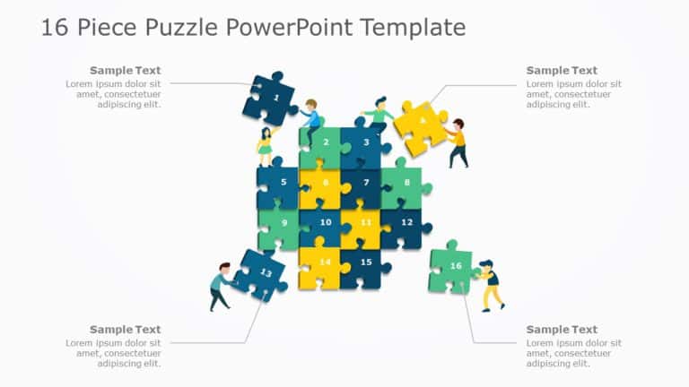 16 Piece Puzzle PowerPoint Template & Google Slides Theme